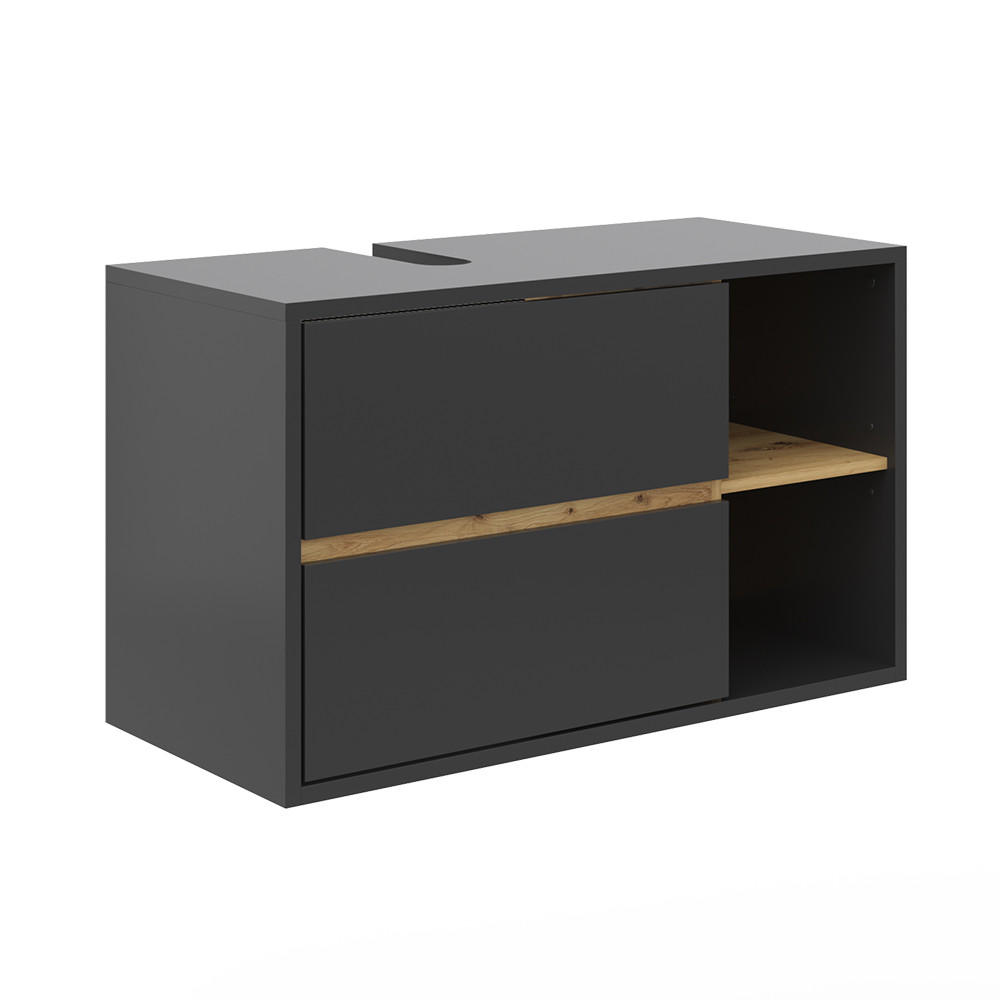 WASCHBECKENUNTERSCHRANK Viola Anthrazit 100 x 60 cm - Anthrazit/Eiche Artisan, Holzwerkstoff (100/60/45.5cm) - Vicco