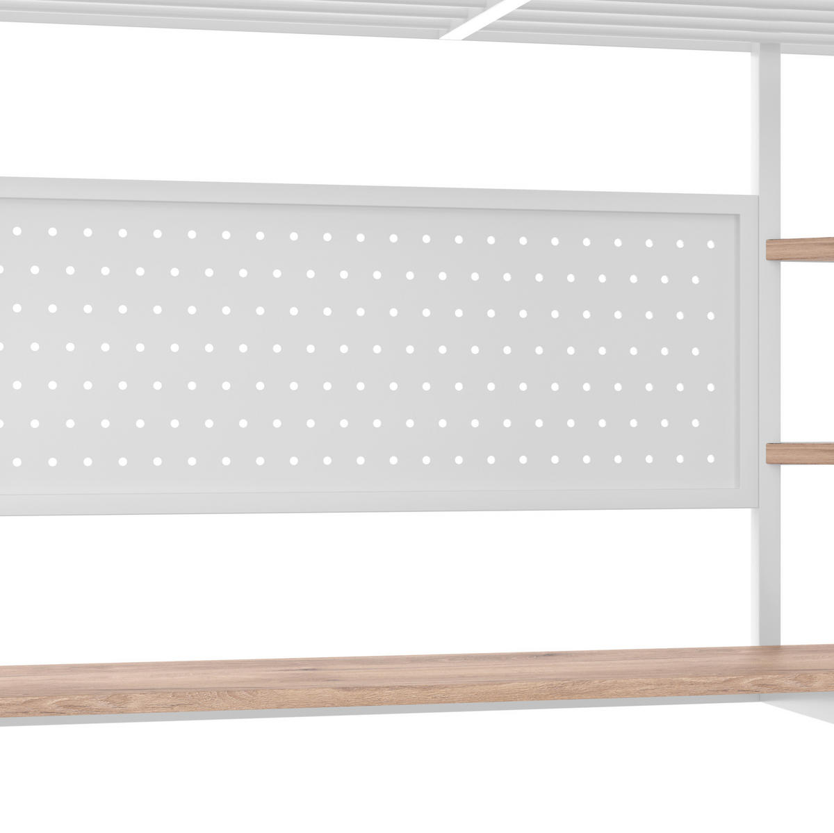 HOCHBETT 140/200 cm Weiß aus Metall mit Schreibtisch - Weiß, Metall (140/200cm) - OKMYHOME