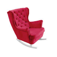 SCHAUKELSESSEL mit gepolstertem Sitz und Armlehnen, 102x81x95 cm, Rot_29837 - Rot/Weiß, Holz/Textil (81/102/95cm) - DomoHome