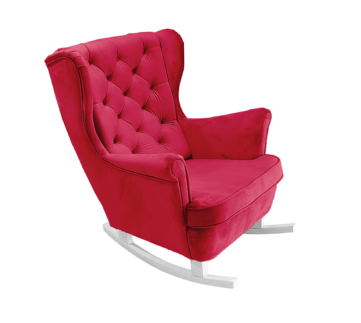 SCHAUKELSESSEL mit gepolstertem Sitz und Armlehnen, 102x81x95 cm, Rot_29837 - Rot/Weiß, Holz/Textil (81/102/95cm) - DomoHome