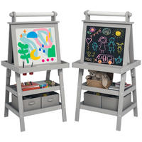 MALTAFEL DE-18186 3-in-1 mit Magnet- & Kreidetafel Grau - Grau, Holzwerkstoff (48/118/59cm) - ComfortXL