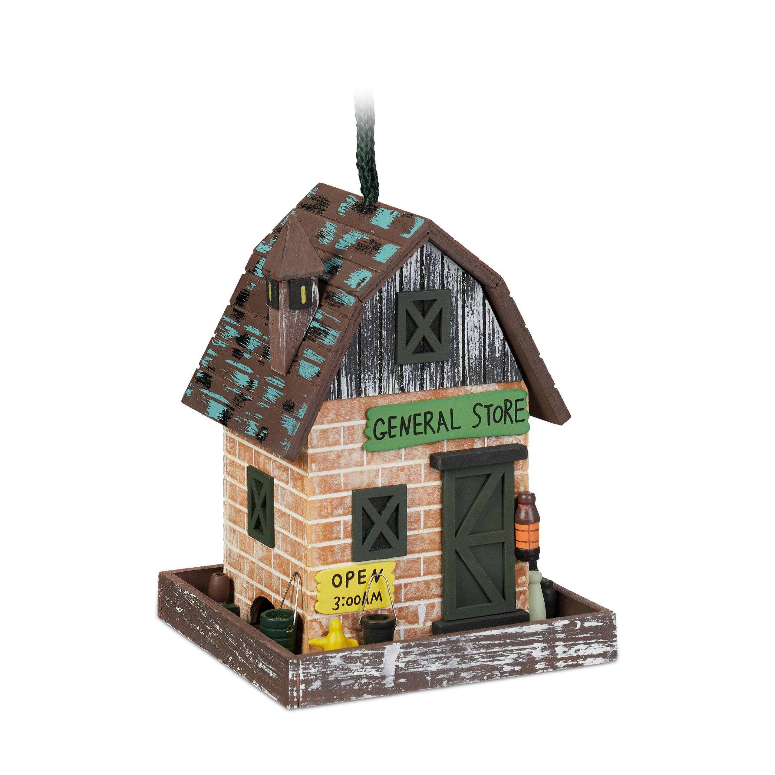 DEKO-VOGELHAUS - Braun, Holz (18/23/18cm) - Relaxdays