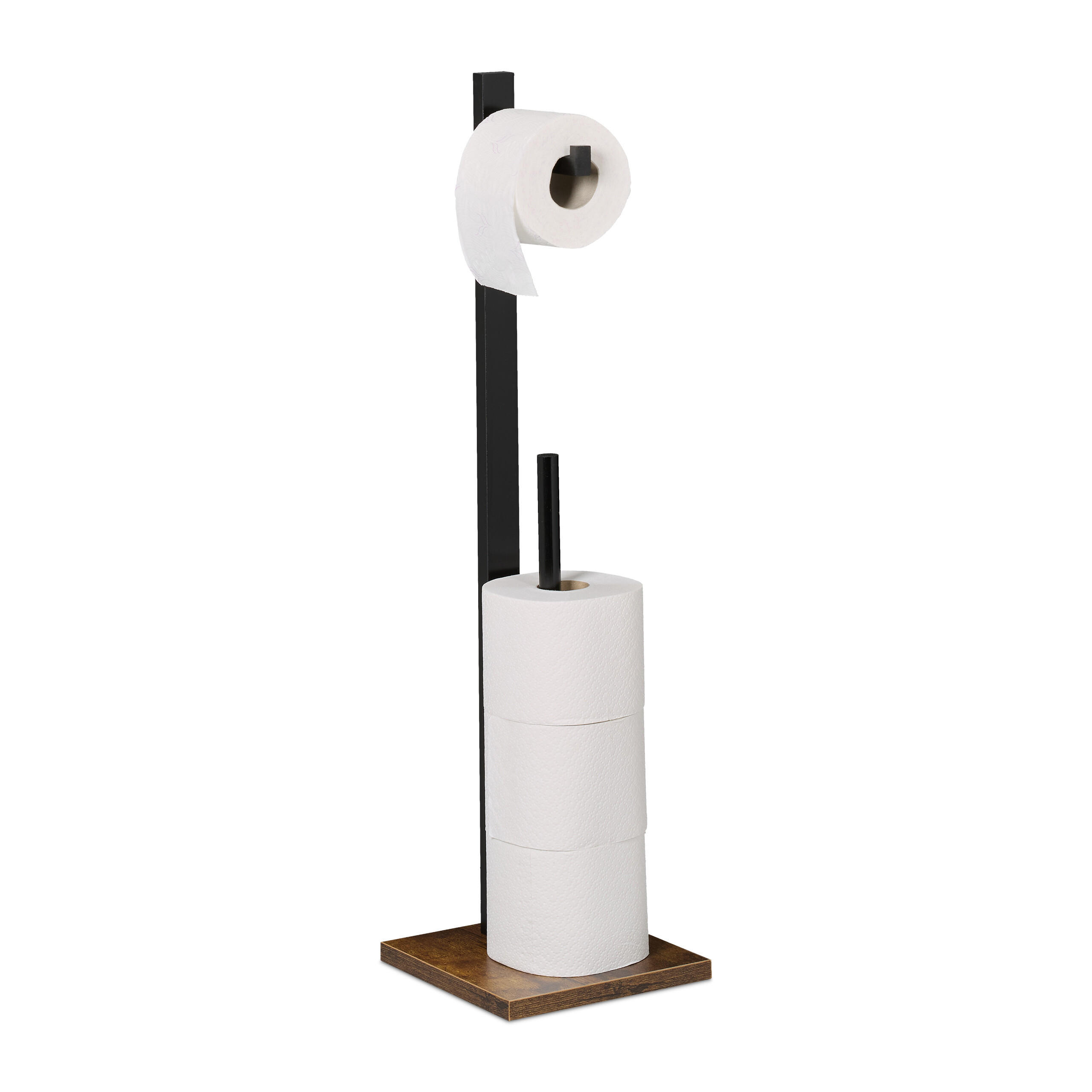 TOALETTPAPPERSHÅLLARE Svart industriell bambu MDF för 5 rullar 71 cm Multicolor 71/19/19 cm