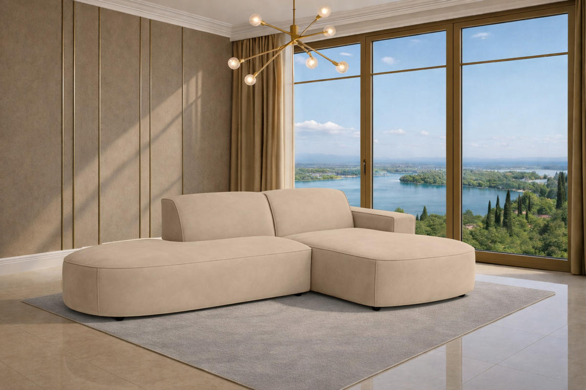 ECKSOFA Cursal Atelier, Stoff Salvador, Beige, Rechts - Beige, Holz (269/166cm) - Kaiser Möbel