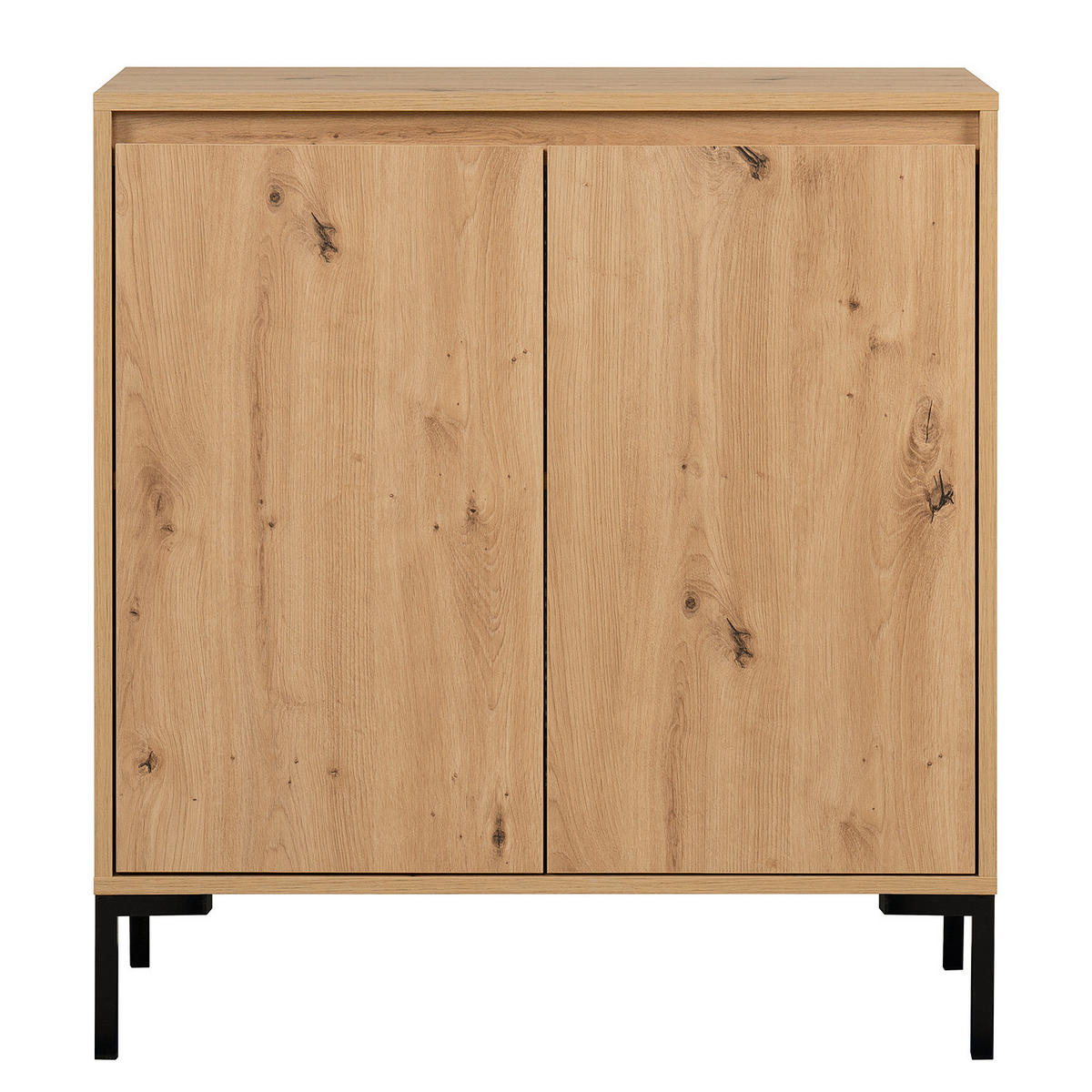 KOMMODE mit Türen - Eichefarben/Schwarz, Holzwerkstoff/Metall (81/87/40cm) - home24