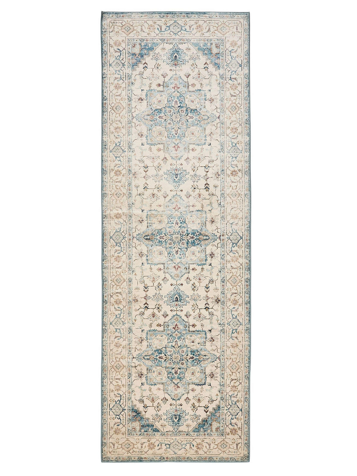 VINTAGE-LÄUFER Miray waschbar 80/240 cm - Blau/Multicolor, Kunststoff (80/240cm) - benuta Nest