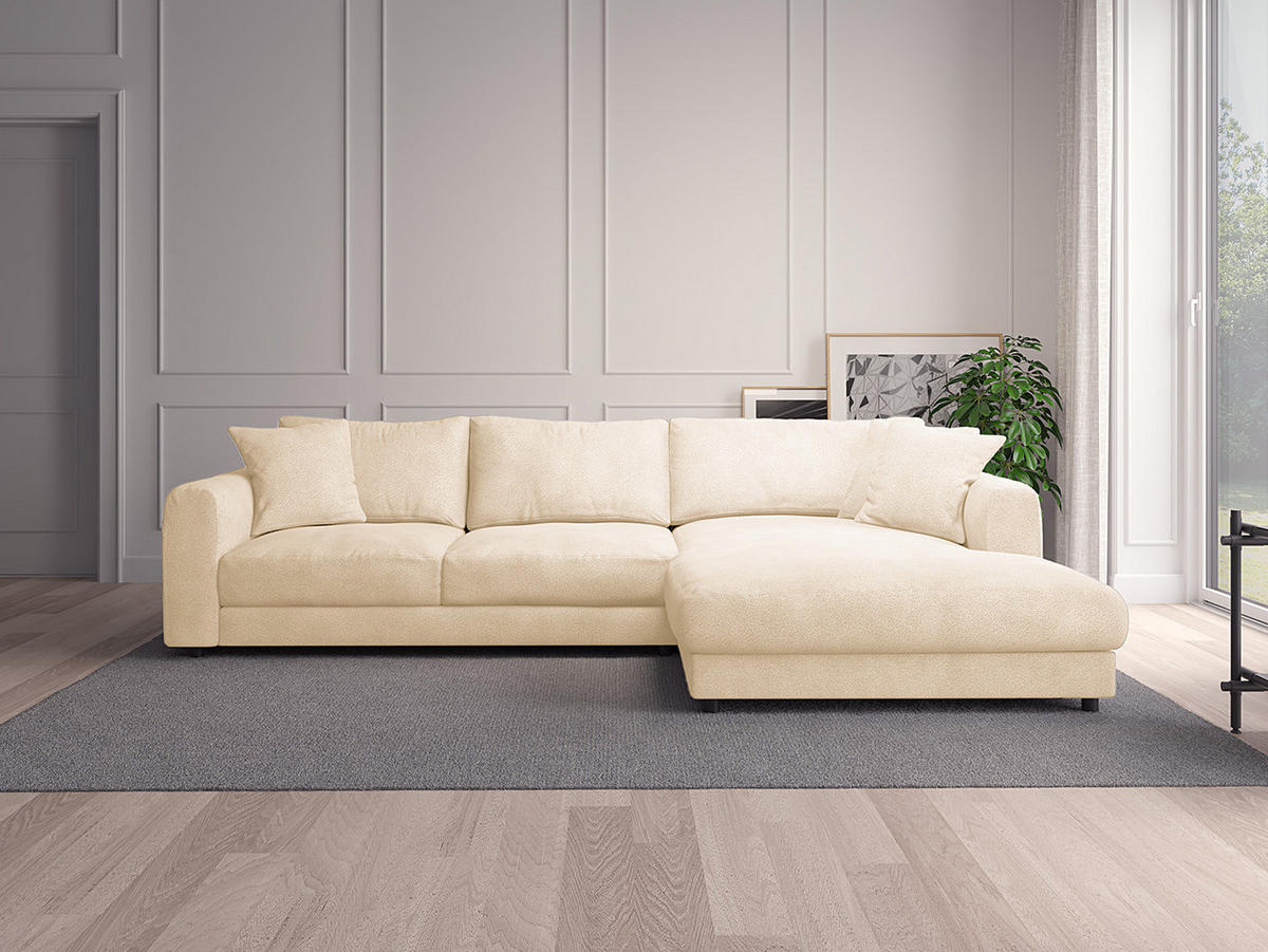 ECKSOFA mit Longchair - Beige/Schwarz, Holz/Kunststoff (286/183cm) - home24