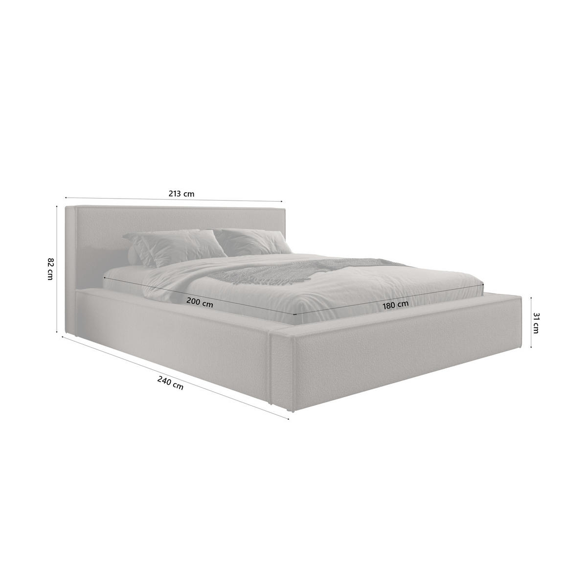 POLSTERBETT Mendocino 180x200 cm, Braun - Braun, Textil (180/200cm) - Fedve