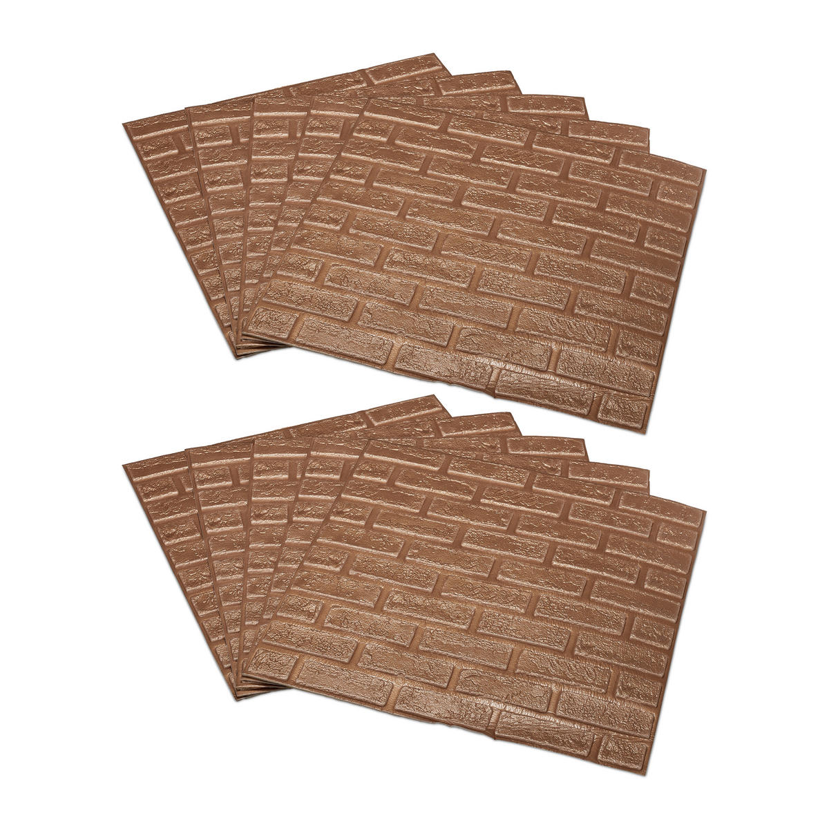10XSTĚNOVÉ panely - měděná, textil/plast (0.5/70/70cm) - Relaxdays