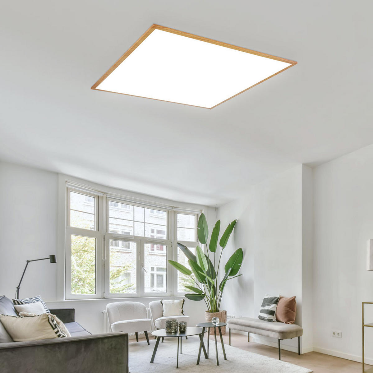 LED DECKENLEUCHTE Doro Weiß Aluminium - Weiß, Metall (59/59/6.5cm) - Globo Lighting