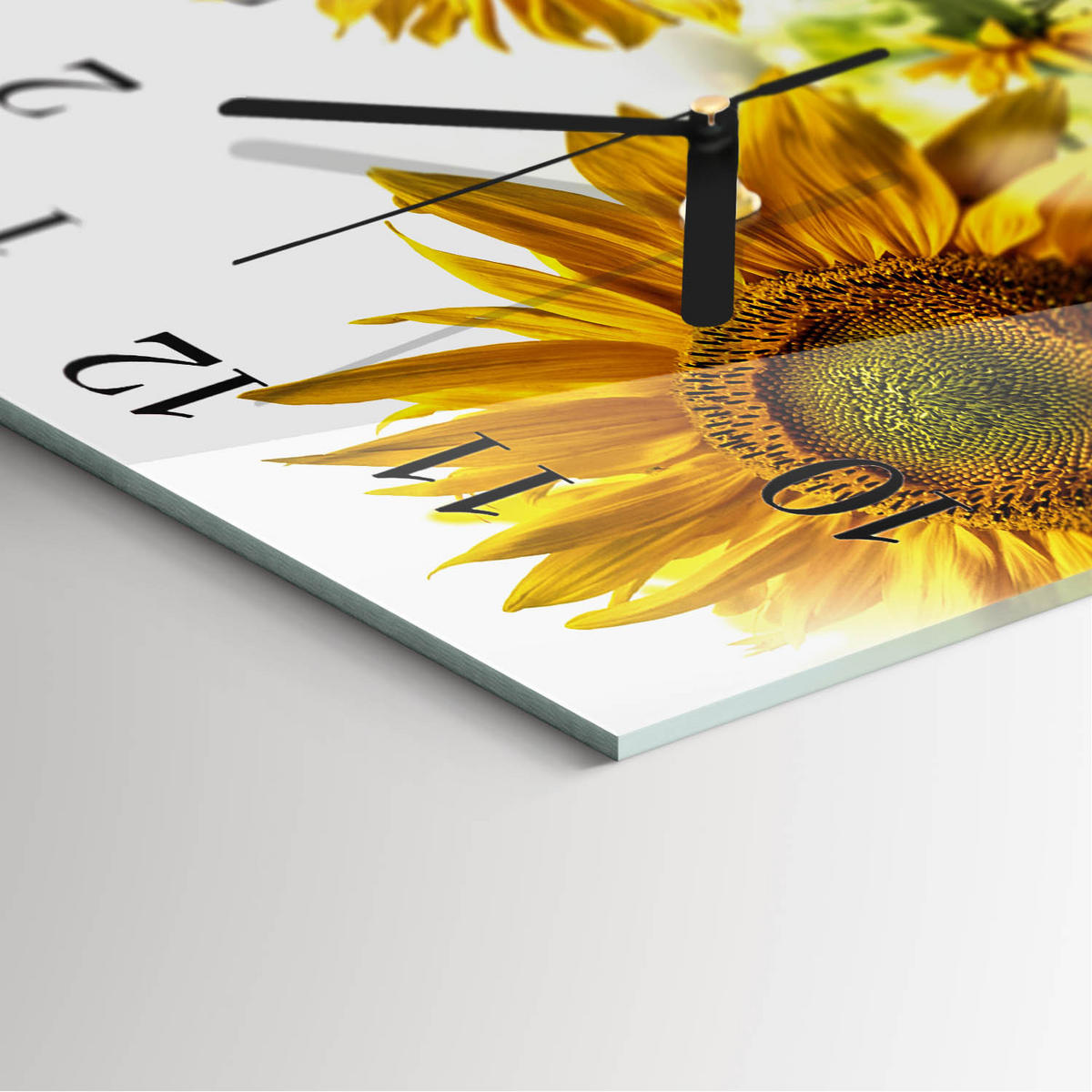 WANDUHR 30x30 cm - Sonnenblume - Gelb, Glas (30/30/0.4cm) - TULUP