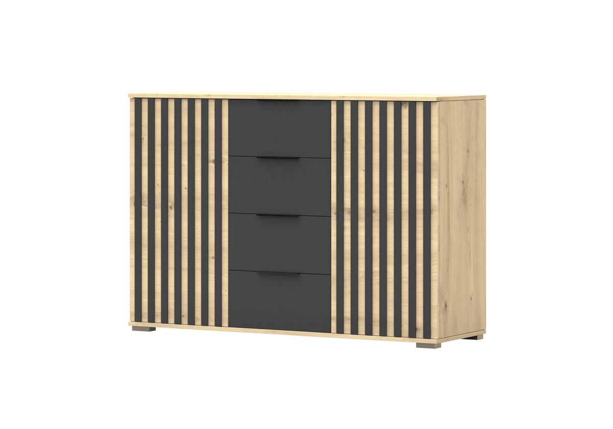 KOMMODE - Highboard Vera 2D4S - Eiche Artisan, Holzwerkstoff (135/93/42cm) - Möblo
