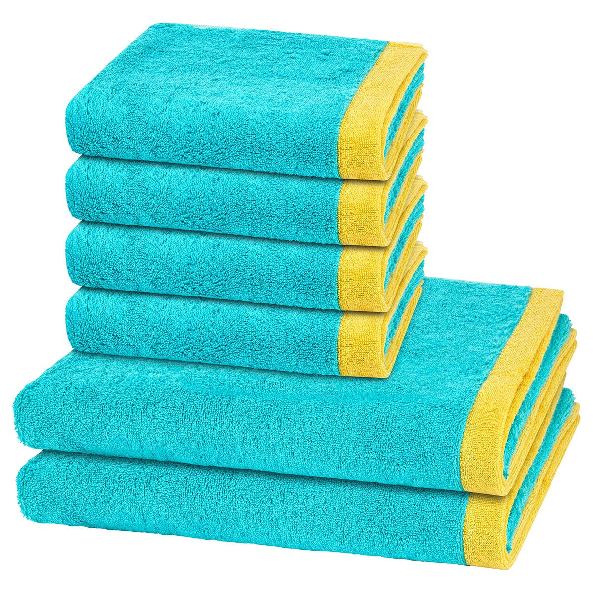FROTTIERSET Lifestyle Splash 6-teilig - Türkis, Textil (50/100cm) - Cawö