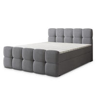 BOXBETT BRUME 180x200 cm mit Matratze und Topper, H2+H3 - Grau - Grau, Holz (180/200cm) - MASSENO