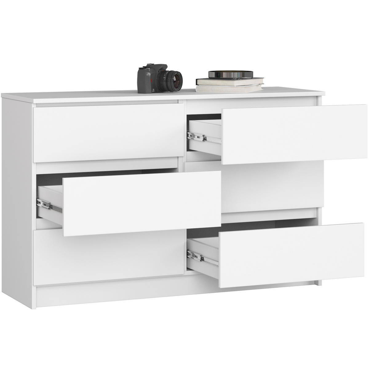 KOMMODE Weiß 120x40x77 cm - Weiß, Holzwerkstoff (120/77/40cm) - Akord