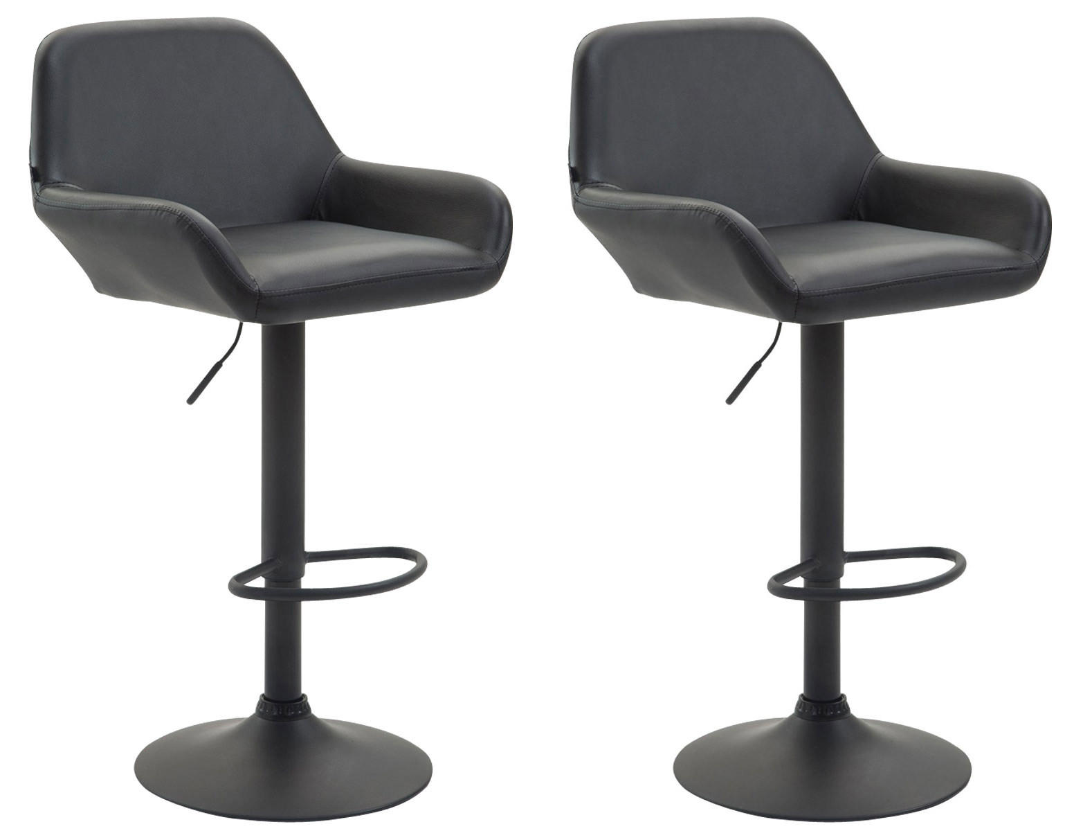 BARHOCKER 2er Set Lederlook schwarz - Schwarz, Textil/Metall (51/89/52cm) - CLP
