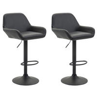 BARHOCKER 2er Set Lederlook schwarz - Schwarz, Textil/Metall (51/89/52cm) - CLP