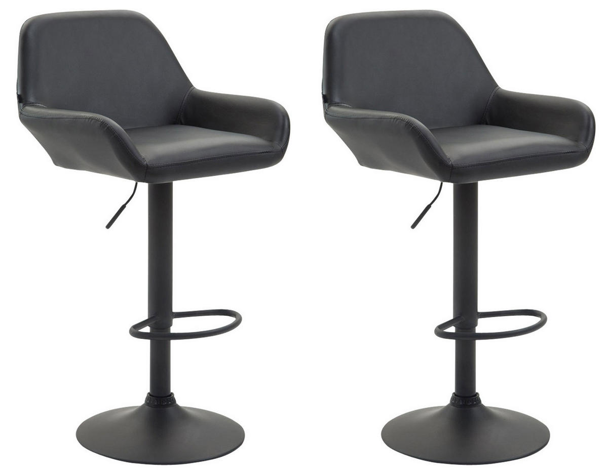 BARHOCKER 2er Set Lederlook schwarz - Schwarz, Textil/Metall (51/89/52cm) - CLP