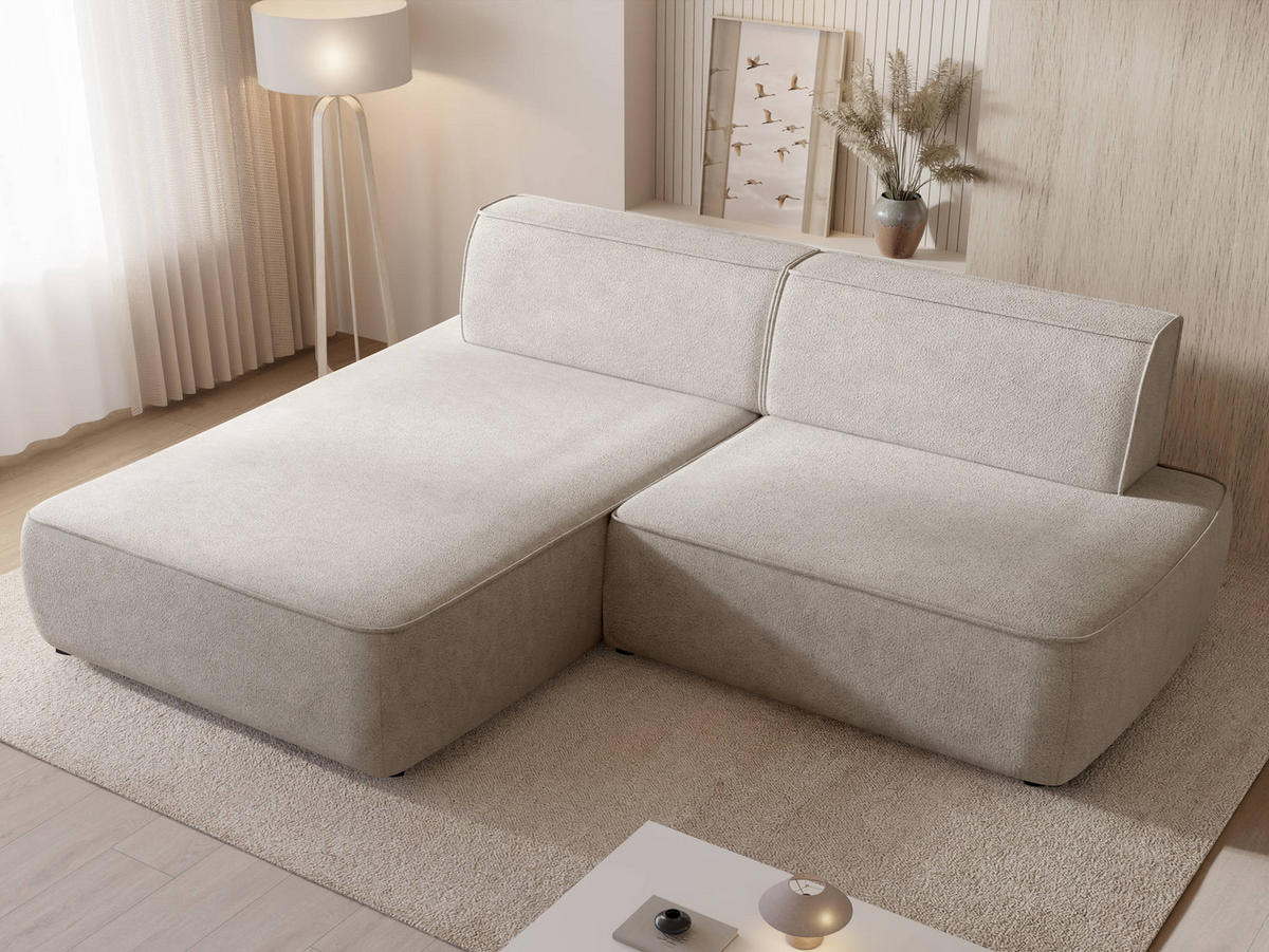 ECKSOFA Zuno, Seite: Links - Schwarz/Naturfarben, Holz/Kunststoff (254/162cm) - MIRJAN24