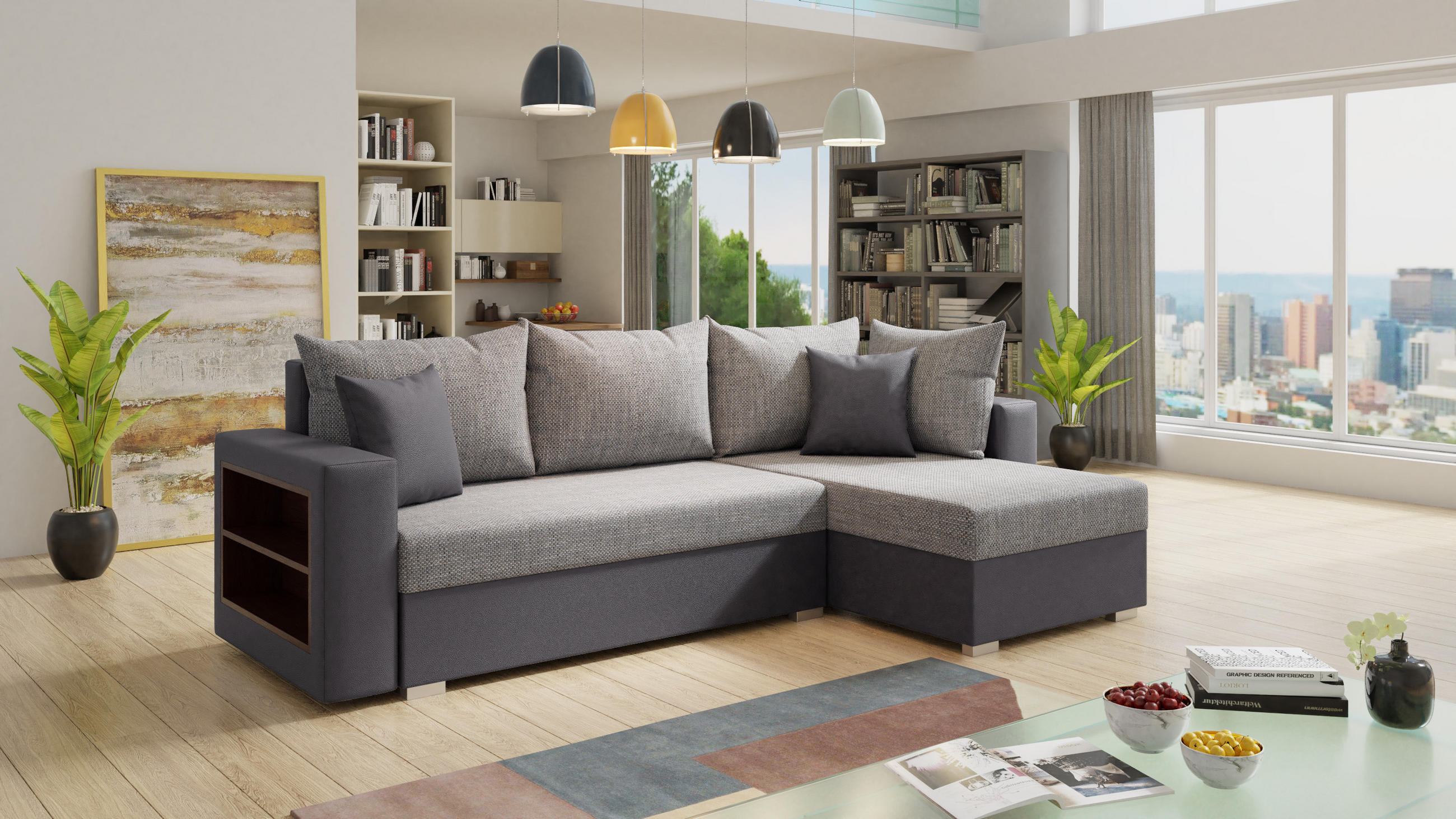 ECKSOFA Lord, Seite: Rechts - Grau, Holz/Textil (238/141cm) - Sofnet