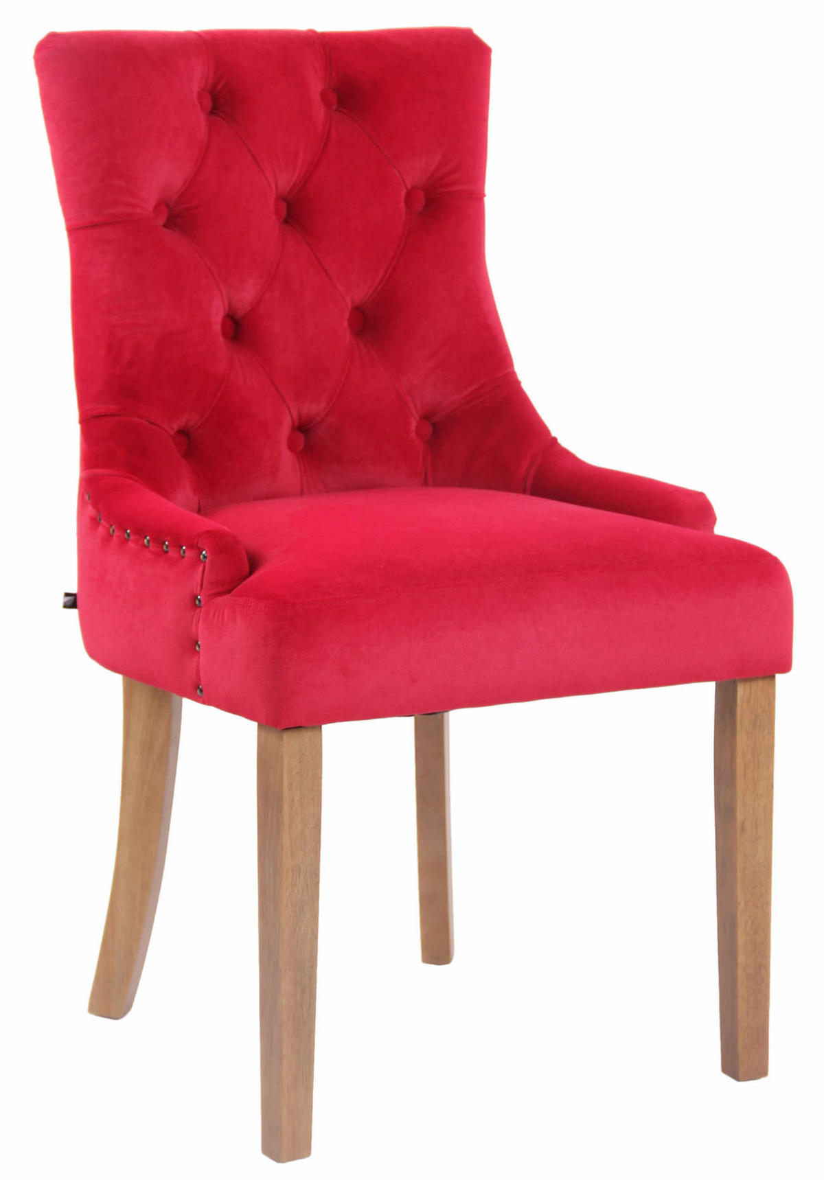 ESSZIMMERSTUHL Aboli Samt, antik-hell Rot - Hellbraun/Rot, Holz/Textil (55/92/58cm) - TPFLiving
