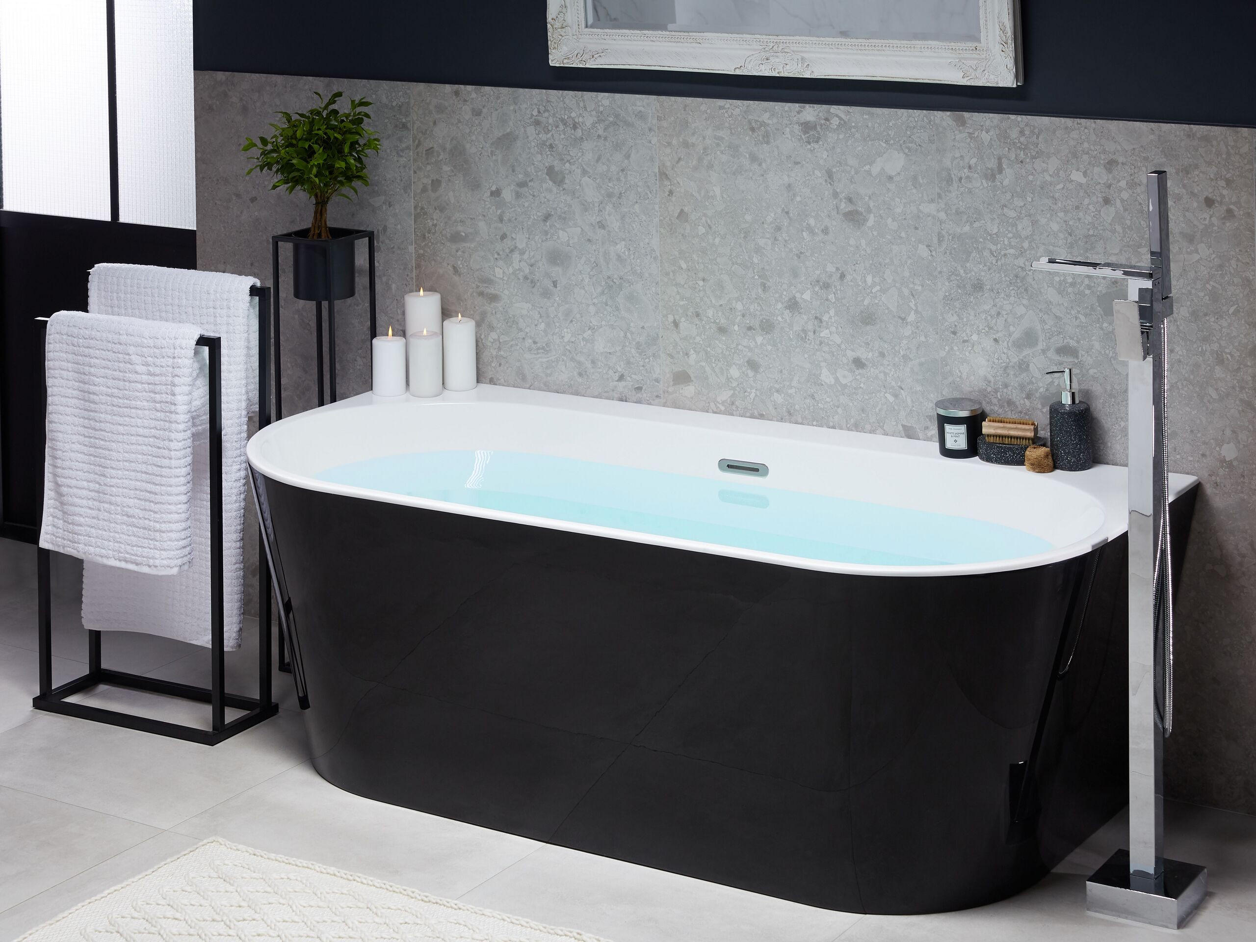 BADEWANNE 80x170x59 cm schwarz Harvey - Schwarz, Kunststoff (80/58/170cm) - Beliani