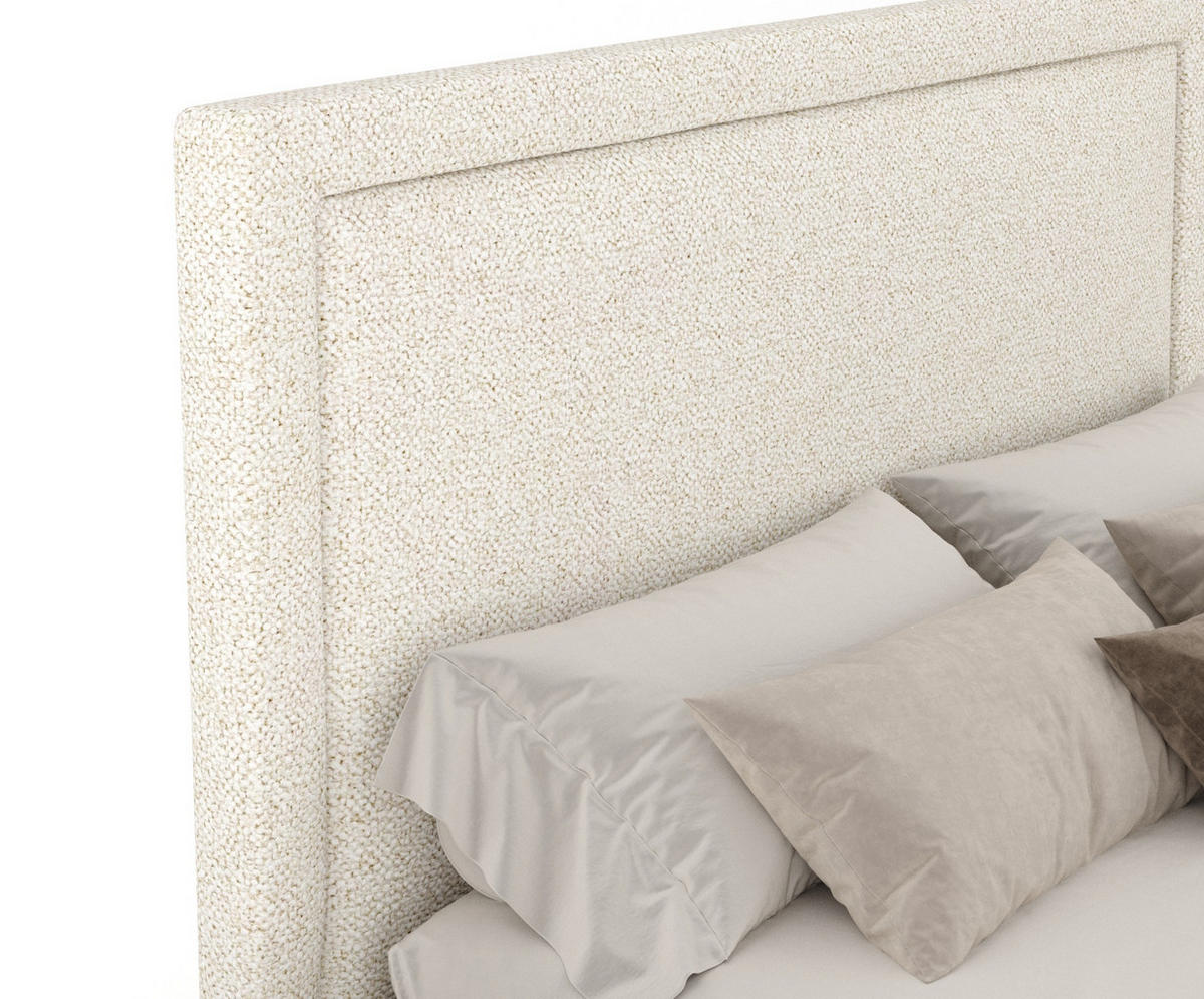 POLSTERBETT Ordina Creme 160/200 cm im Plüsch-Stoff - Silberfarben/Creme, Holz/Holzwerkstoff (160/200cm) - Maison de Reve
