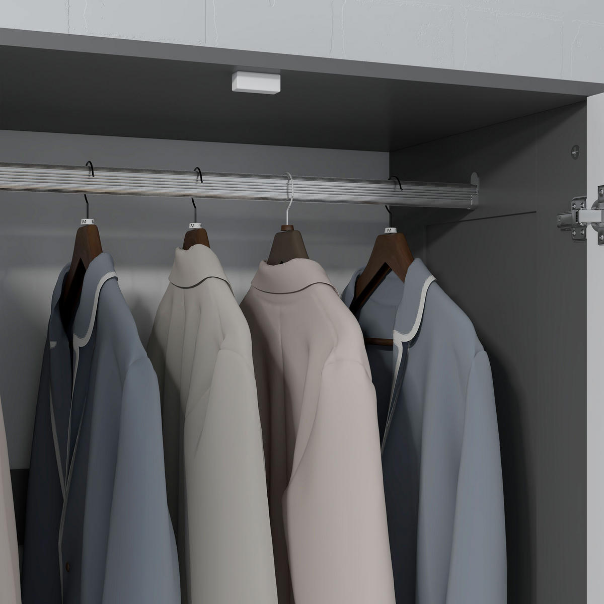 KLEIDERSCHRANK DE-17198 3 Schubladen & Soft-Close-Türen Grau - Grau, Holzwerkstoff (50/180/80cm) - ComfortXL
