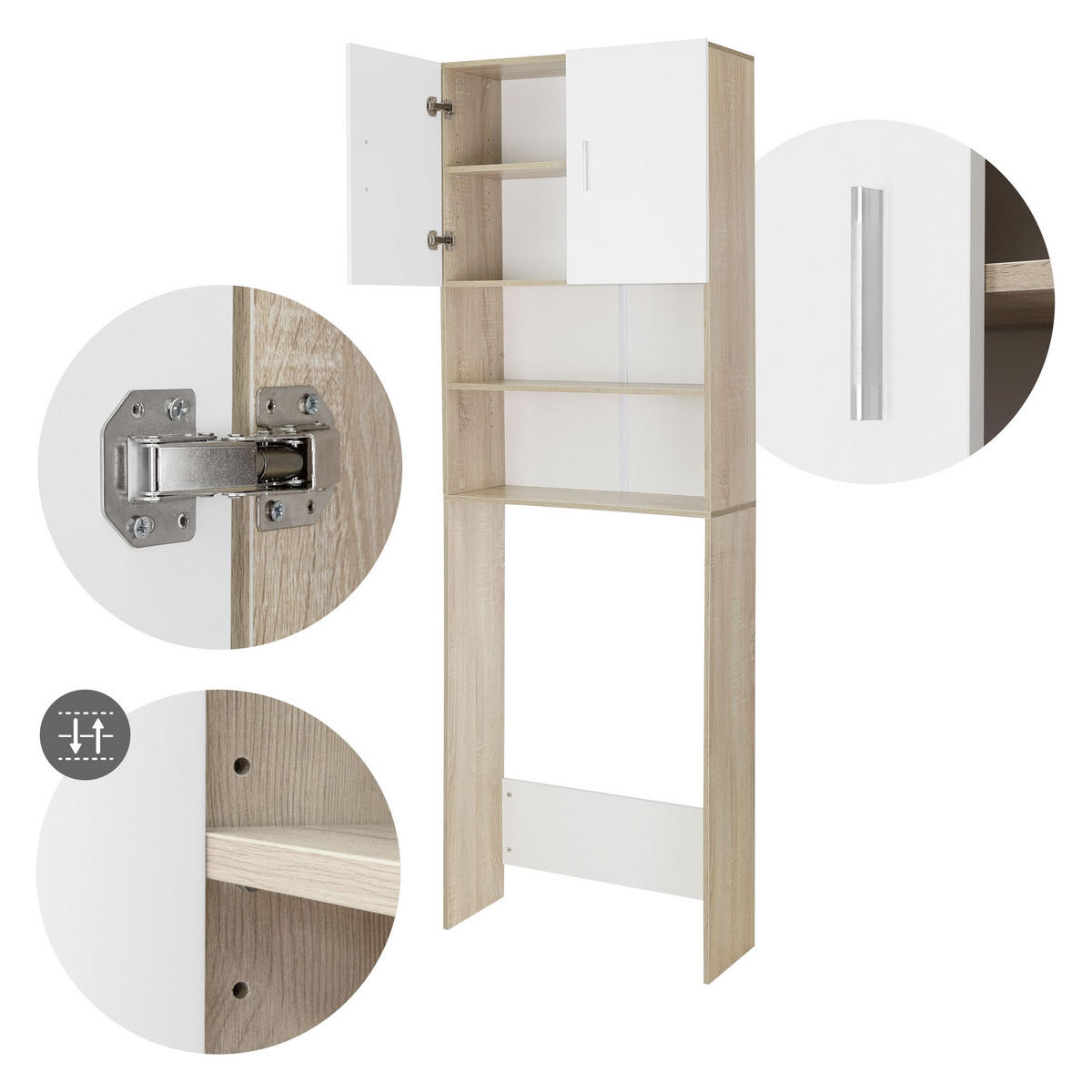 WASCHMASCHINENSCHRANK - Beige, Holzwerkstoff (25/190/63cm) - ECD-Germany