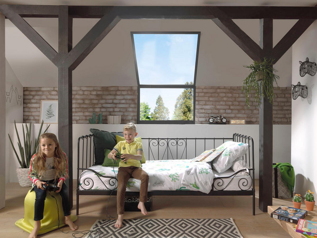 METALLBETT Kamenka 205x90x95 aus Metall in Schwarz - Schwarz, Metall (90/200cm) - 58aufmkessel