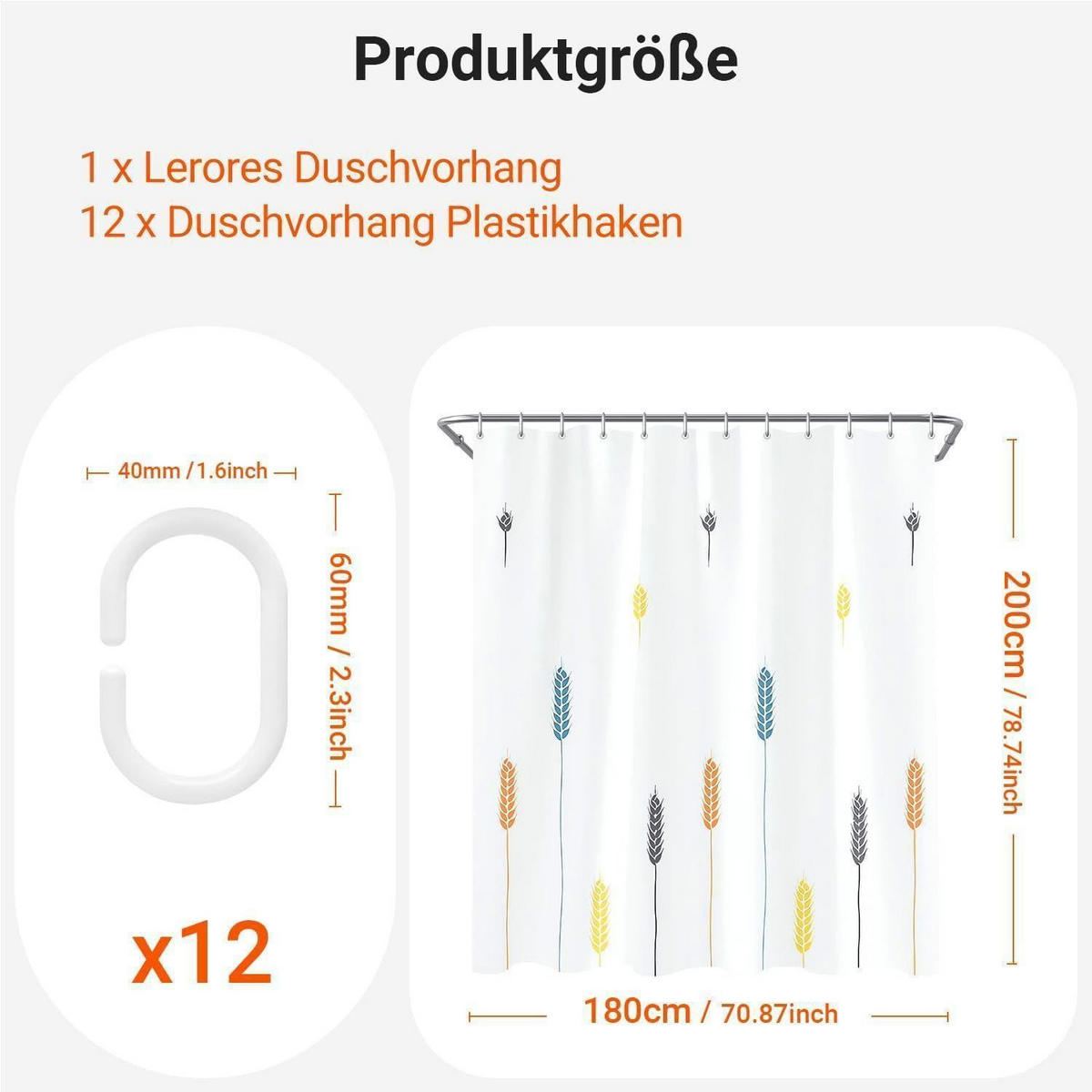 DUSCHVORHANG Bunte Weizenohren 180 x 200 cm - Multicolor, Textil (180/200cm)