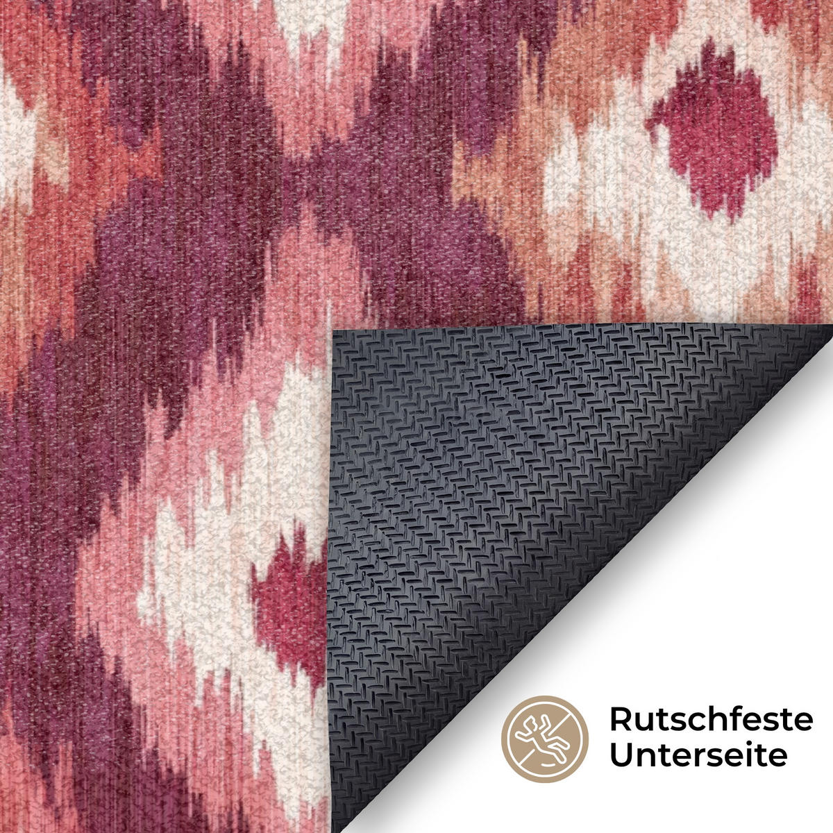 ROHOŽKA Diamantové tvary - Růžová - Vzor - Textura 120x80 cm - bobulová, textil/umělá hmota (120/0.4cm) - MuchoWow
