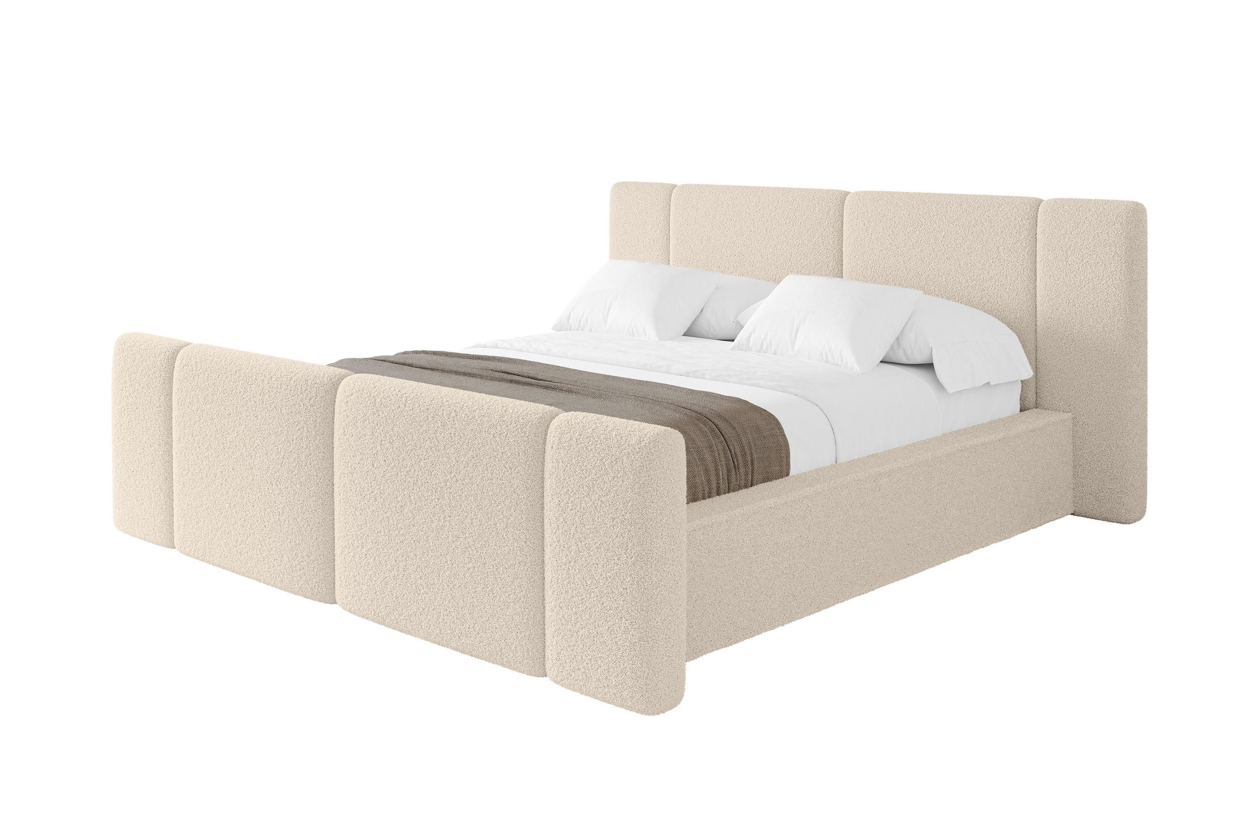 POLSTERBETT mit Bettkasten, Fußteil und Lattenrost, Boxbett ohne Matratze - RIVO-Z 140x200 Dunkelbeige - Cappuccino, Holzwerkstoff/Textil (140/200cm) - ALTDECOR