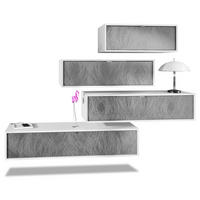 WOHNWAND Lana Fronten in Scratchy Metal - Silberfarben, Holzwerkstoff (210/170/37cm) - Vladon