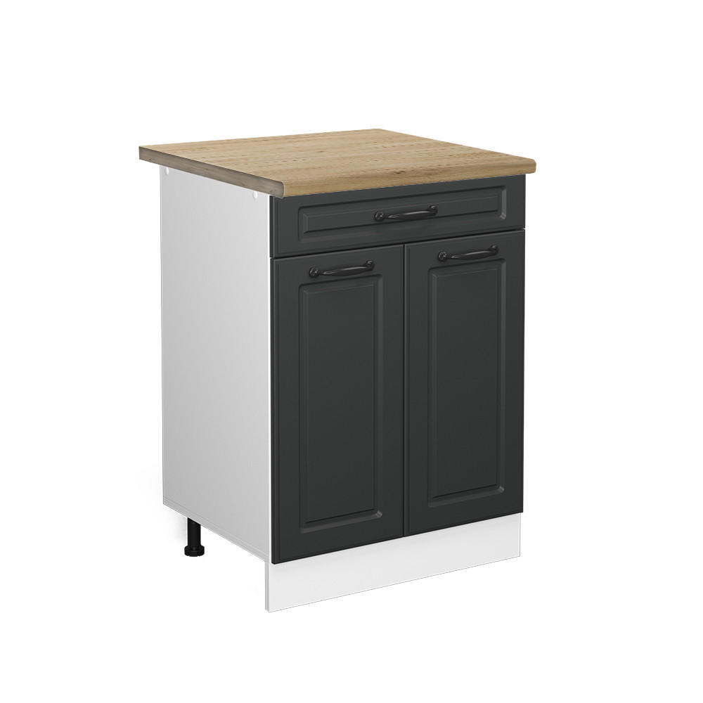 KÜCHENUNTERSCHRANK R-Line Anthrazit Landhaus 60 cm mit Schublade AP Eiche - Dunkelgrau/Anthrazit, Holzwerkstoff (60/81.6/60cm) - Vicco
