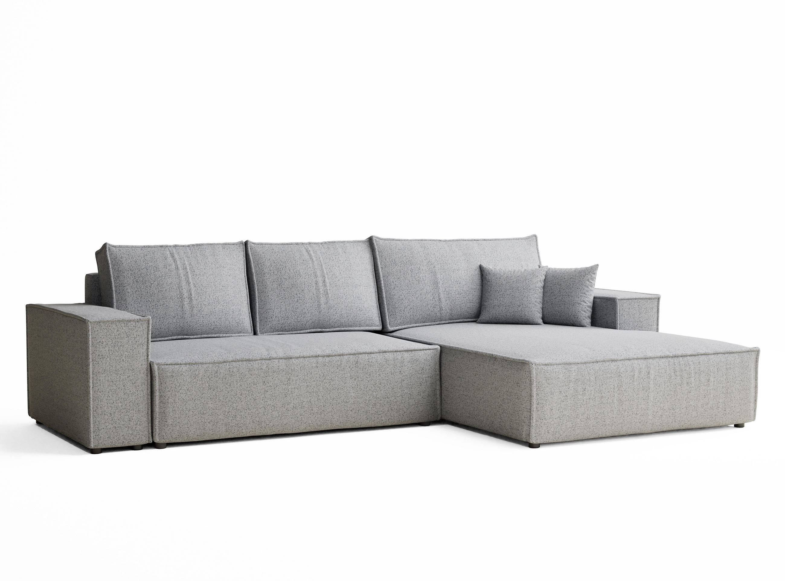 ECKSOFA MIT SCHLAFFUNKTION Maze Hellgrau Webstoff - Hellgrau/Schwarz, Holz/Holzwerkstoff (294/185cm) - Maison de Reve