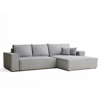 ECKSOFA MIT SCHLAFFUNKTION Maze Hellgrau Webstoff - Hellgrau/Schwarz, Holz/Holzwerkstoff (294/185cm) - Maison de Reve