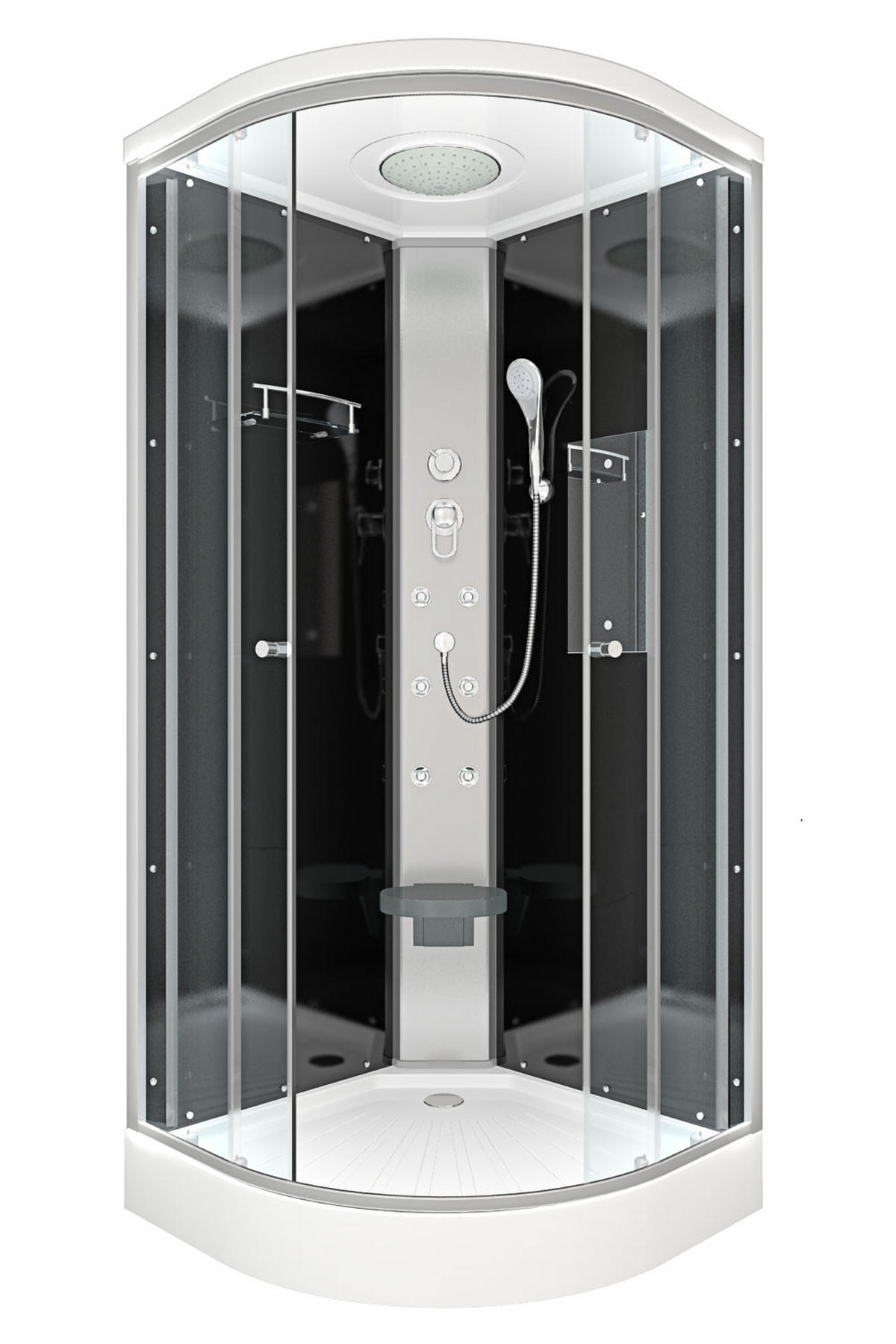 DUSCHE Fertigdusche D10-03T0 Schwarz 80x80 - Schwarz, Glas/Kunststoff (80/80/215cm) - AcquaVapore by Sandra Jentho