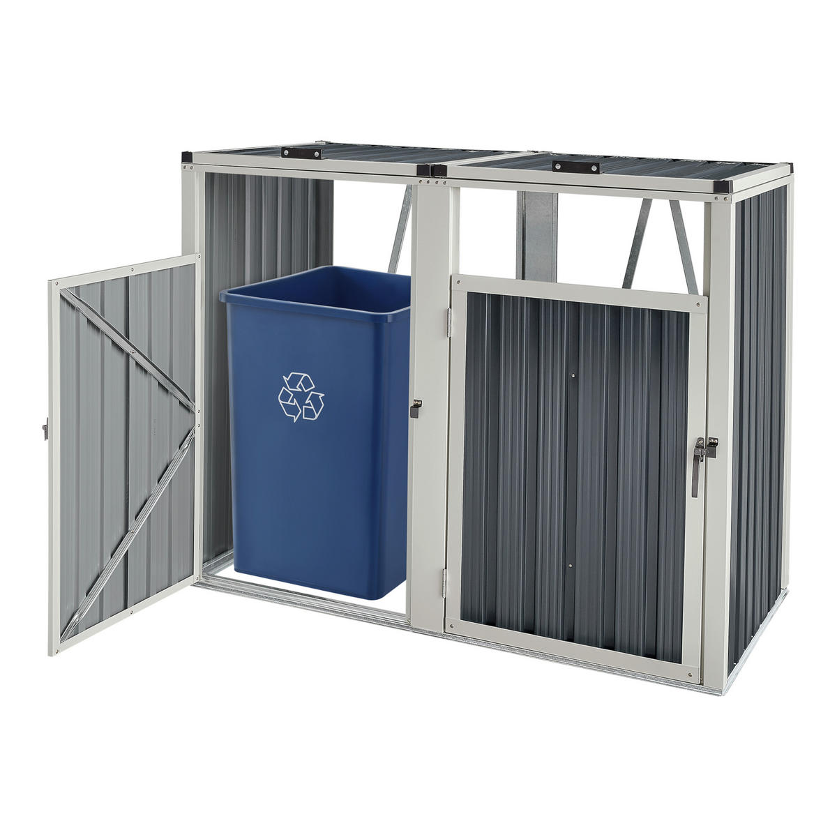MÜLLTONNENBOX Tarbek - Anthrazit, Metall (146/121/82cm) - pro.tec