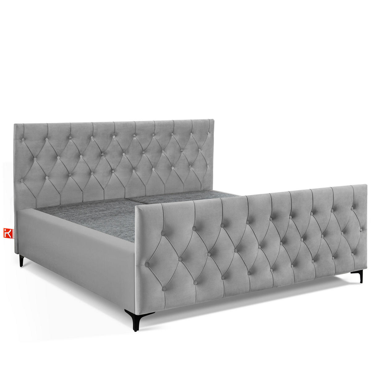 POLSTERBETT ARDEA, Hellgrau - Hellgrau/Schwarz, Holz/Holzwerkstoff (180/200cm) - KONSIMO®