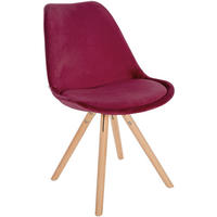 STUHL Samt bordeauxrot - Eukalyptusholzfarben/Bordeaux, Holz/Textil (48/81/54cm) - CLP