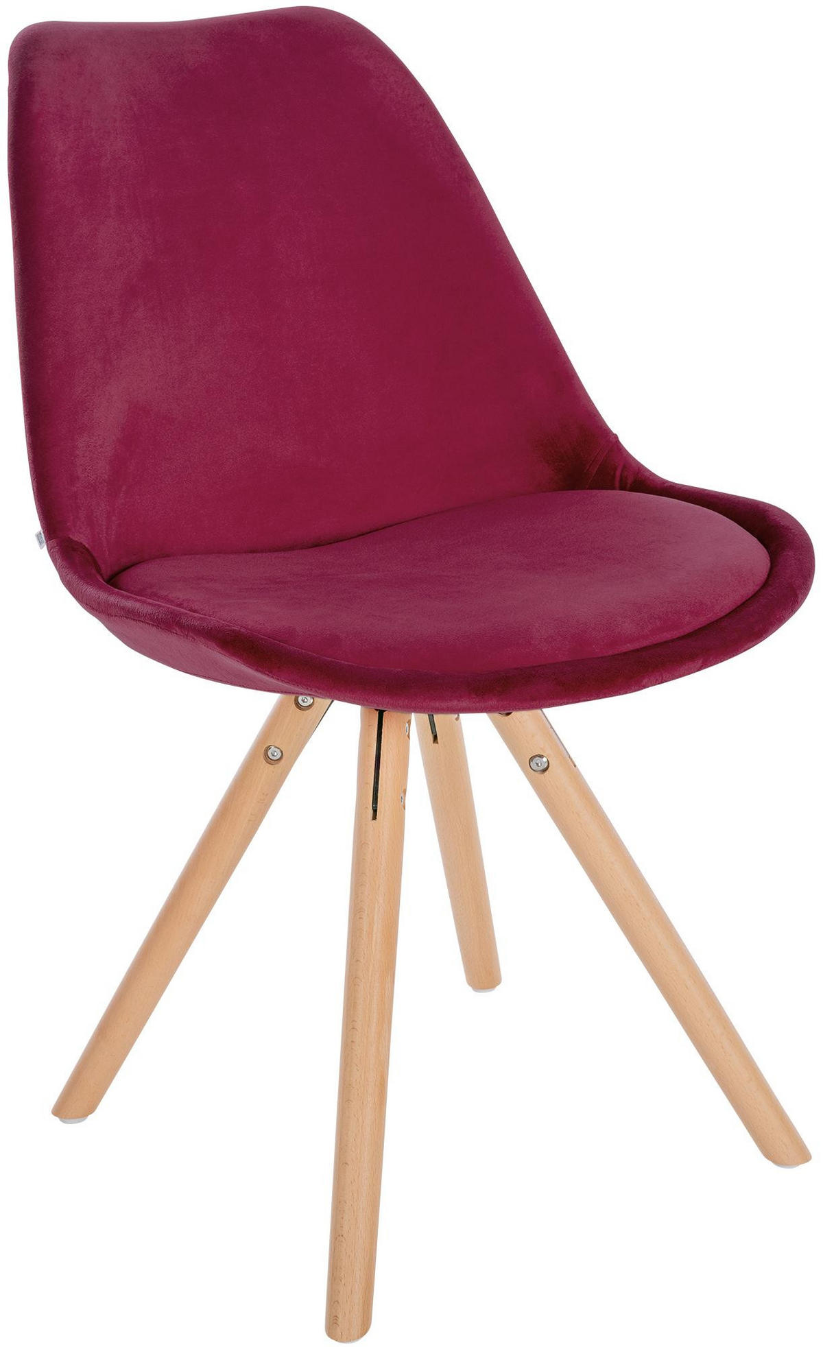 STUHL Samt bordeauxrot - Eukalyptusholzfarben/Bordeaux, Holz/Textil (48/81/54cm) - CLP