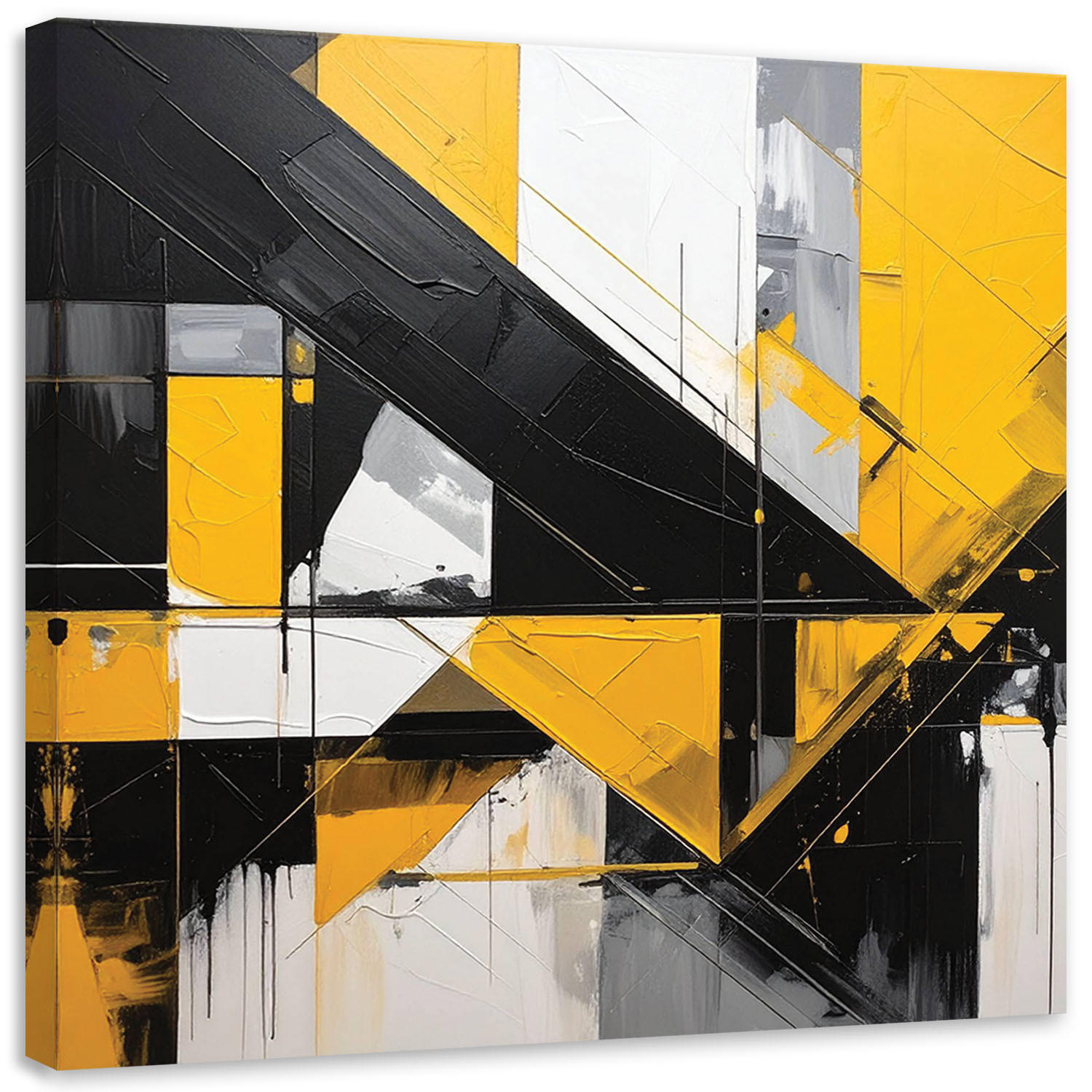 LEINWANDBILD 3D und geometrisch 60x60cm - Gelb, Textil (60/60cm) - Feeby