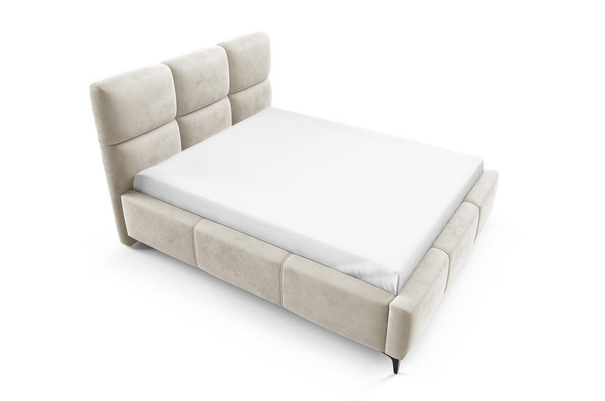 POLSTERBETT SENTO, 180x200 cm, Doppelbett mit Bettkasten, Velourstoff, Frabe: Beige - Beige, Holz/Textil (180/200cm)
