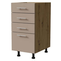 SCHUBLADENUNTERSCHRANK Brerra D4A/40 Korpus eiche artisan / Front RAL 1019 graubeige Matt 40 / 50 / 82 cm - Graubraun/Eiche Artisan, Holz/Holzwerkstoff (40/82/50cm) - Feldmann-Wohnen