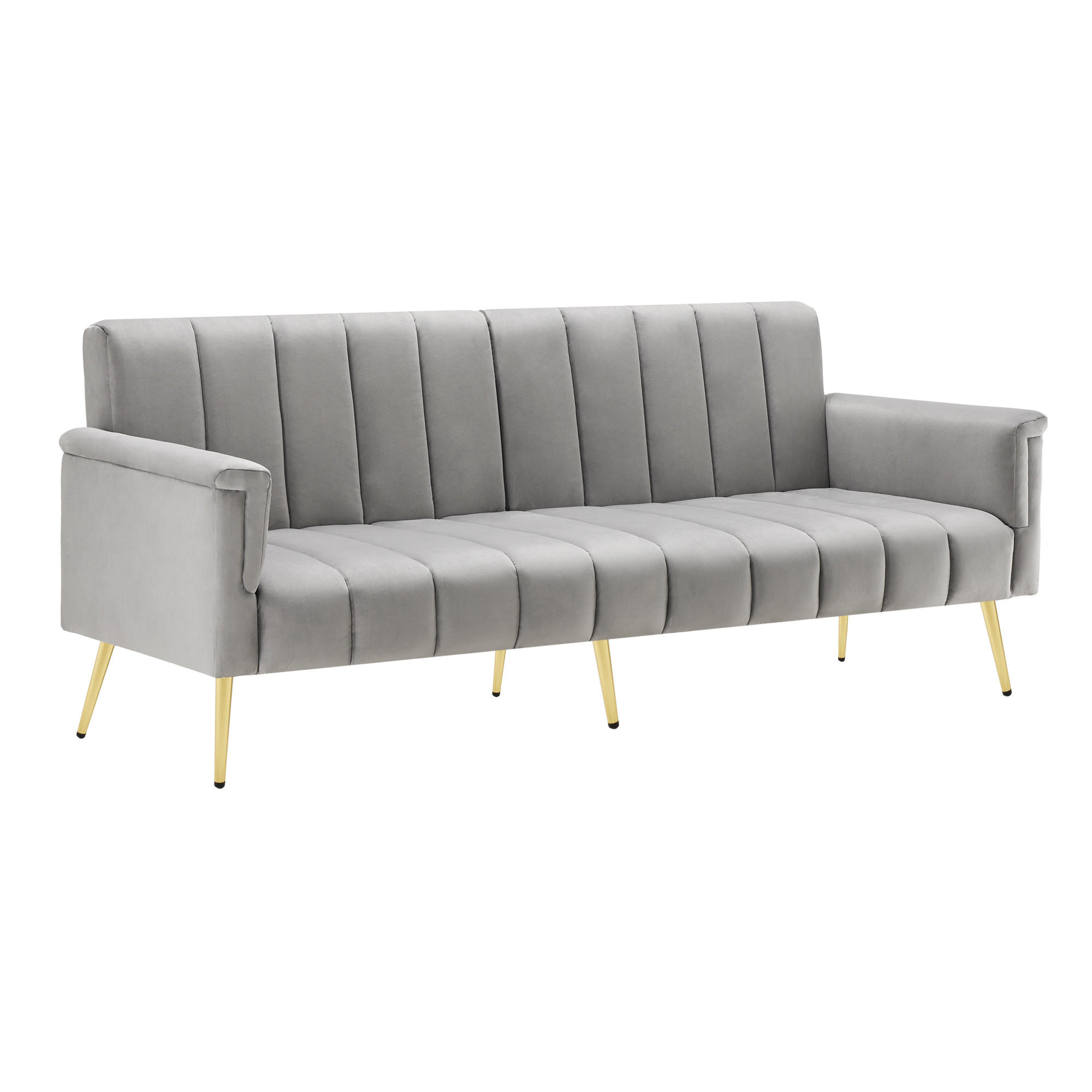 DOPPELSCHLAFSOFA 183x76x75 5-stufig, Samt, grau - Grau, Textil (76/75/183cm) - Luhomfu
