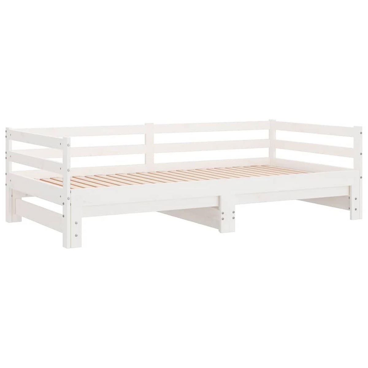 AUSZIEHBARES Tagesbett Weiss Massivholz Kiefer 90/200 Cm - Weiß, Textil (90/200cm) - vidaXL