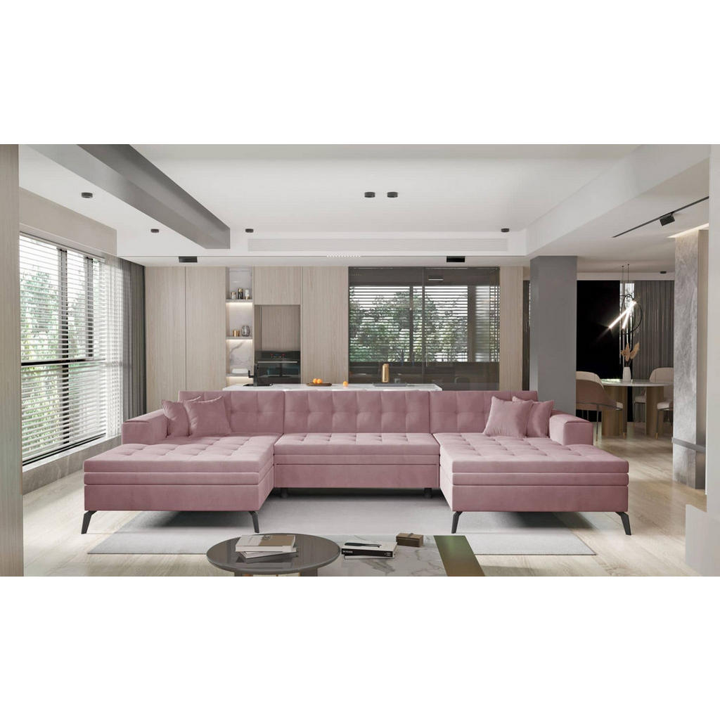 Thumbnail - Eltap Wohnlandschaft, Rosa, Textil, Echtholz,Kiefer, 5-Sitzer, U-Form,L-Form, 350x93x170 cm, Wohnzimmer, Sofas & Couches...