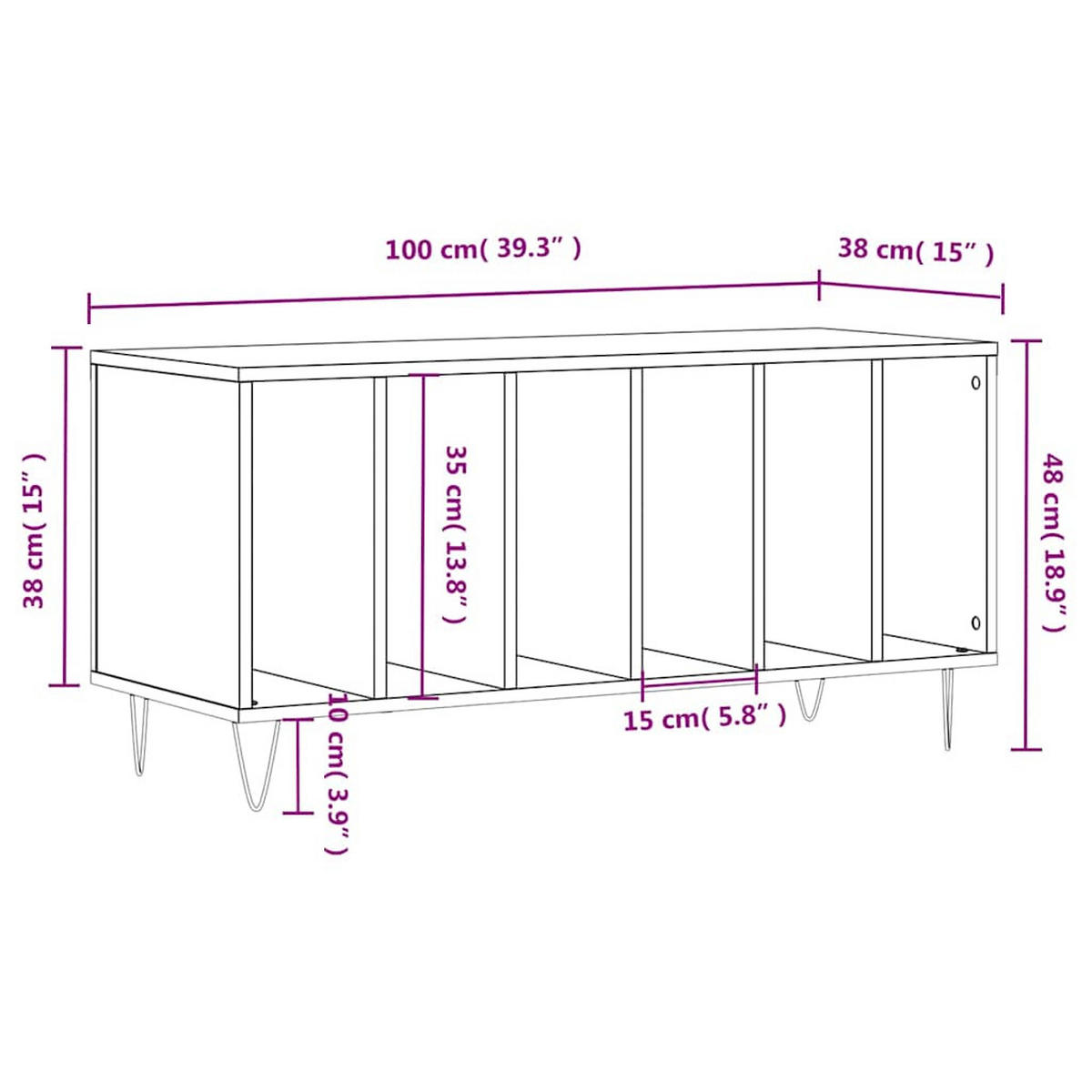 PLATTENSCHRANK Schwarz 100/38/48 Cm Holzwerkstoff - Schwarz, Holzwerkstoff (38/48/100cm) - vidaXL