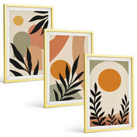 BILDER SET 3er Set - 40x60 cm Goldrahmen - Abstrakte Pflanzenformen - Goldfarben, Kunststoff (40/60cm) - TULUP